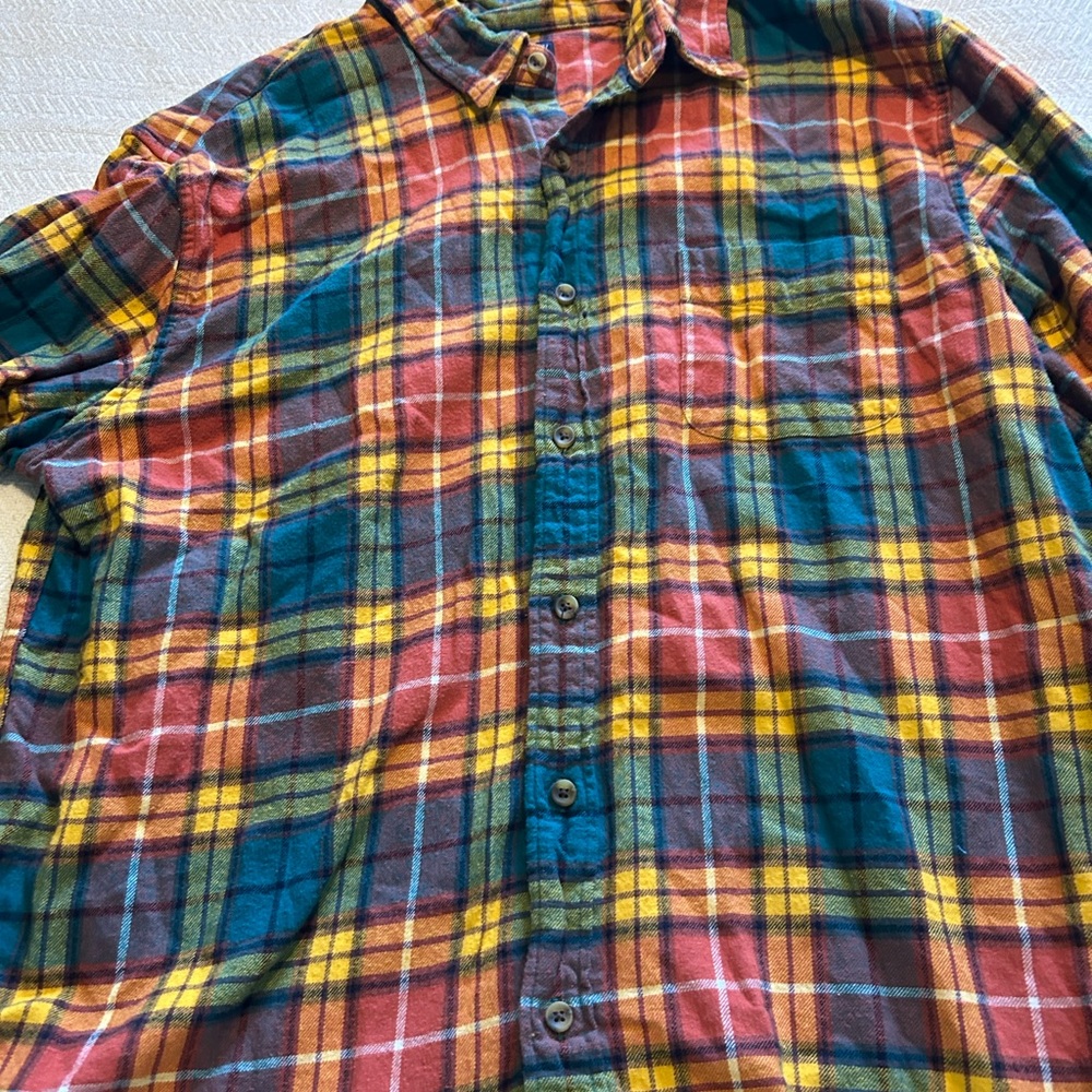 J. Crew Multicolor Plaid Button-Down Shirt in Teal, Red & Yellow - Picture 2 of 4